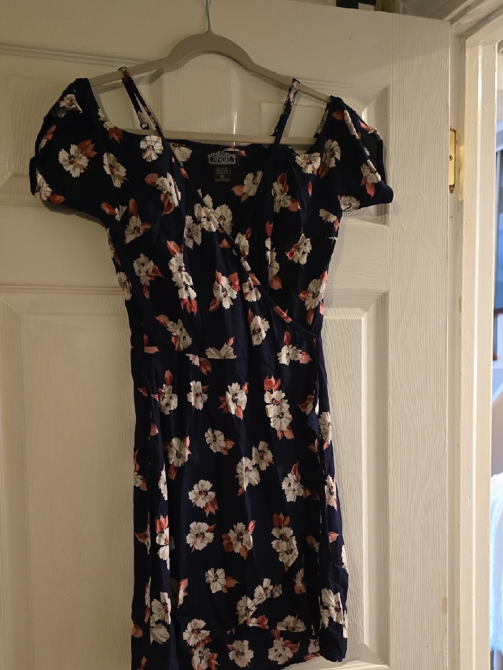 Angie Navy Floral Dress with White & Coral Blooms